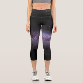 Leggings Capri Vía lechosa con silueta de árboles