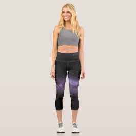 Leggings Capri Vía lechosa con silueta de árboles