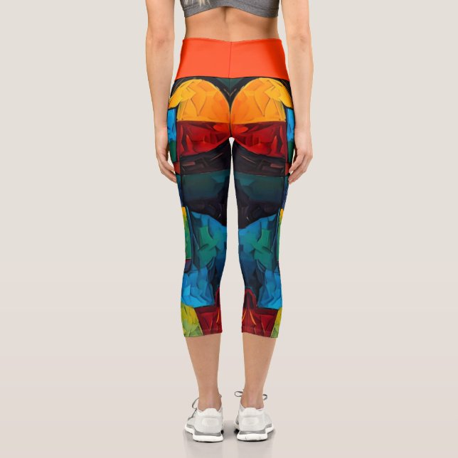 Leggings Capri Vibrant Dreams Geometry – Bold Modern Abstract Art (Reverso )