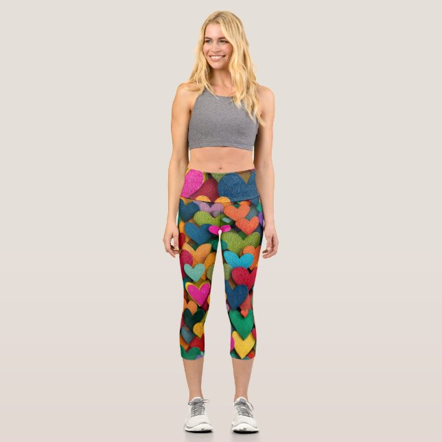 Leggings Capri Vibrant Textured Heart Mosaic (Anverso)
