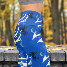 Leggings Capri Vibrante patrón de rayas azules