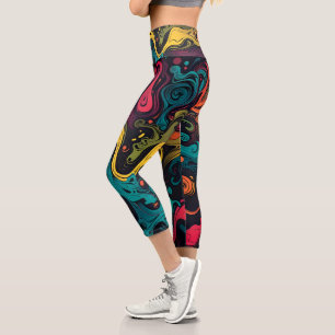 Leggings Capri Vibrante Swirl Psychedelic