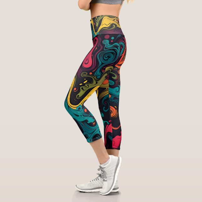Leggings Capri Vibrante Swirl Psychedelic (Izquierda)
