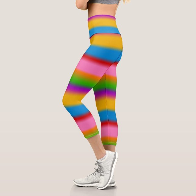 Leggings Capri Vibrantes rayas de gradiente de arcoíris multicolo (Izquierda)