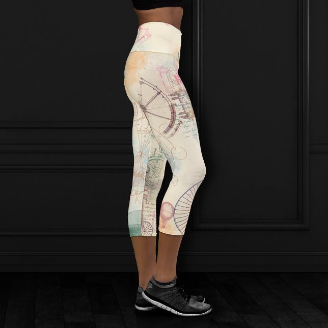 Leggings Capri Victorian Steampunk | Grunge Pastel de acuarela (Subido por el creador)