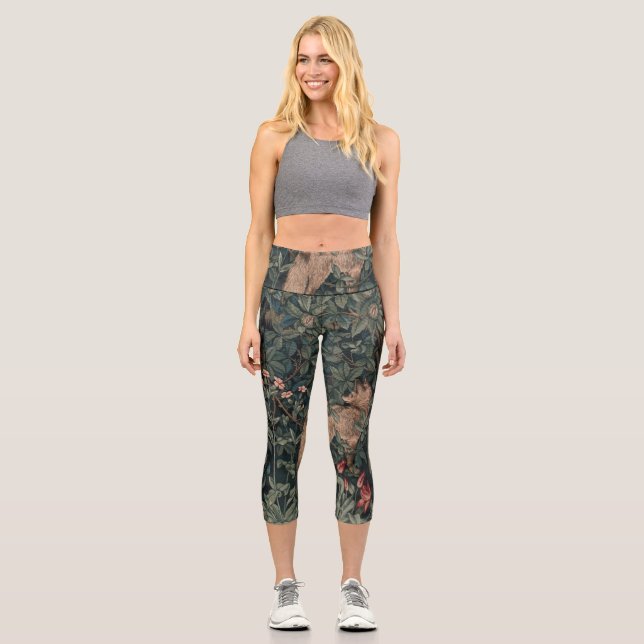 Leggings Capri Vida silvestre William Morris Greenery Fox (Anverso)