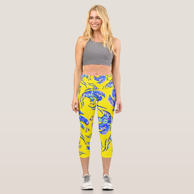 Leggings Capri Viele abstrakte Kunstwellen (Anverso)