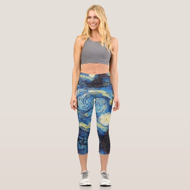 Leggings Capri Vincent Van Gogh, El Amarillo Brillante De La Noch (Anverso)