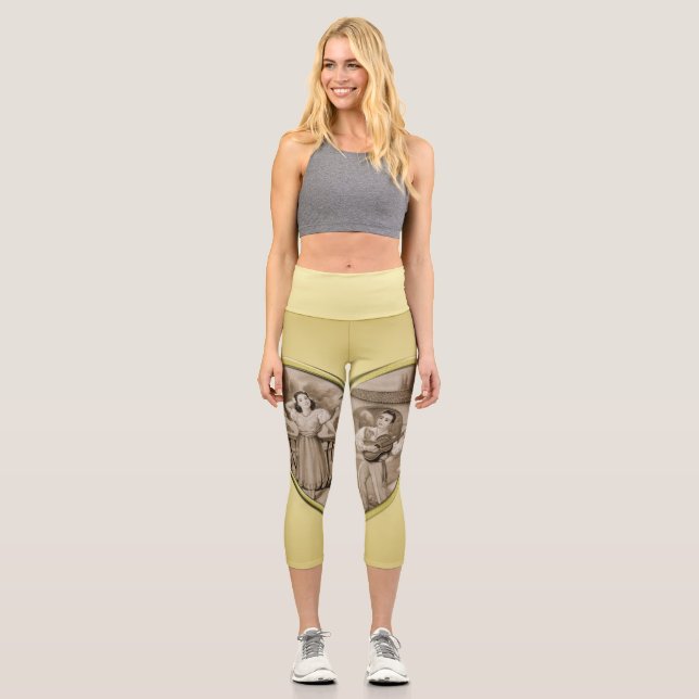 Leggings Capri Viñeta Romance, hombre y mujer, oro (Anverso)