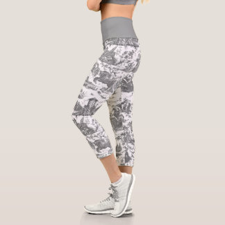 Leggings Capri Vintage Chariot francés de Dawn Toile de Jouy-Gray