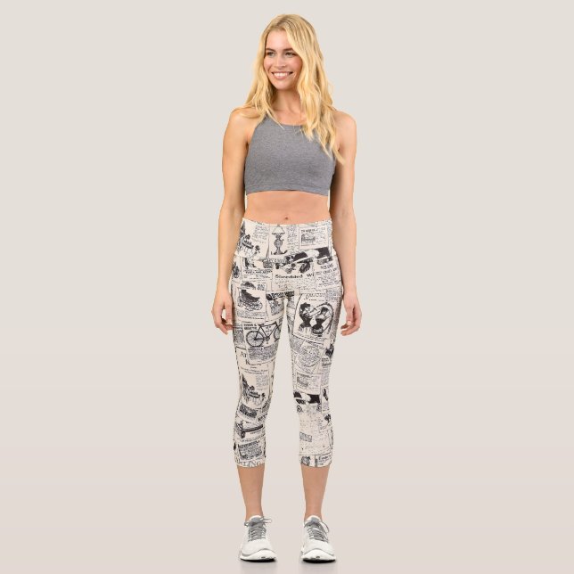 Leggings Capri Vintage Newspaper   (Anverso)