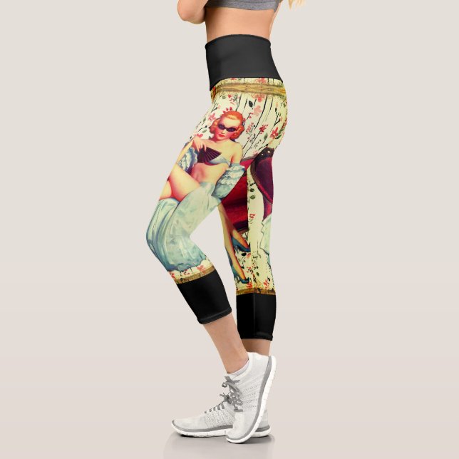 Leggings Capri Vintage pin up chica pelirroja (Izquierda)