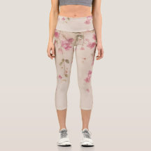 Leggings Capri Vintage Rosa Bougainvillea