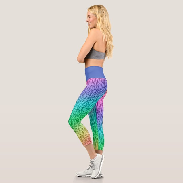 Leggings Capri Vintage suave arcoiris con alto desgaste (Izquierda)