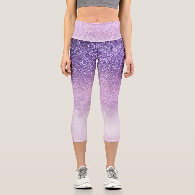 Leggings Capri Violet Lilac Pastel Purpurina triple púrpura Ombre (Anverso)