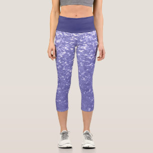 Leggings Capri Violeta de lavanda chispeando purpurina
