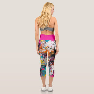 Leggings Capri Vivid Chaos Splash Graffiti