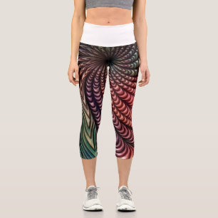 Leggings Capri Vórtice de Mandala 3D Hipnótico