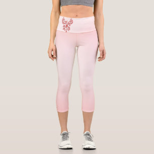 Leggings Capri Vuelo de un rojo fénix sobre rosado