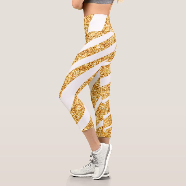 Leggings Capri Wave Sea Gold Purpurina Boho Popular Collection (Izquierda)