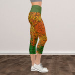 Leggings Capri Weave Mandala Naranja amarillo y verde<br><div class="desc">Esta manala funky presenta amarillo,  naranja y verde en un estilo de tejido de canasta. Imágenes psicodélicas para el hippie moderno o para cualquiera que ame los colores vivos.</div>