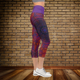 Leggings Capri Weave Mandala Naranja rojo y morado