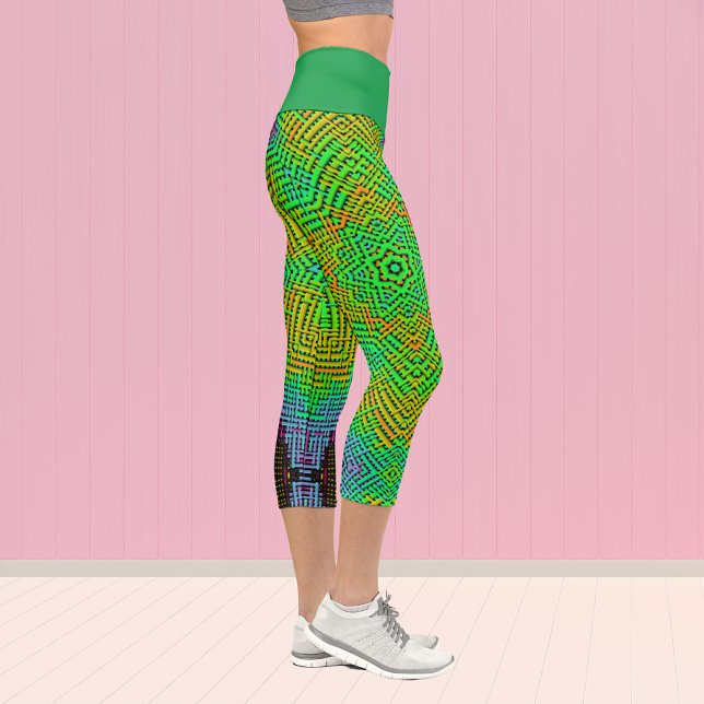 Leggings Capri Weave Mandala Naranja Verde y Azul (Subido por el creador)