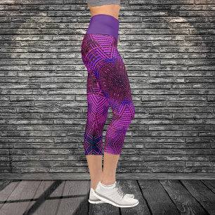 Leggings Capri Weave Mandala Púrpura rosa y Azul
