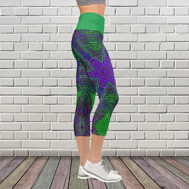 Leggings Capri Weave Mandala Verde Púrpura y Azul (Subido por el creador)