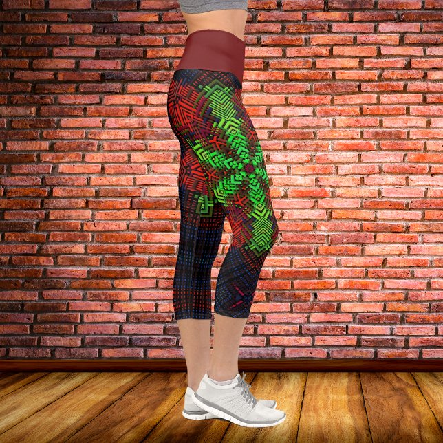 Leggings Capri Weave Mandala Verde Rojo y Azul (Subido por el creador)