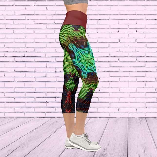 Leggings Capri Weave Mandala Verde Rojo y Azul (Subido por el creador)