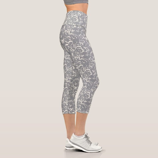 Leggings Capri White Abstract On Grey Capris (Derecha)