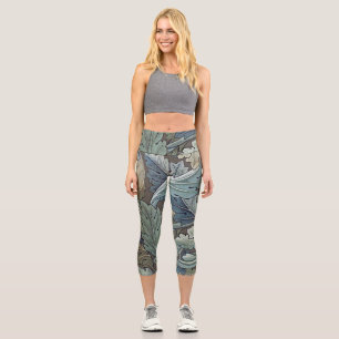 Leggings Capri William Morris Acanthus Sage Flor Flor Botánico