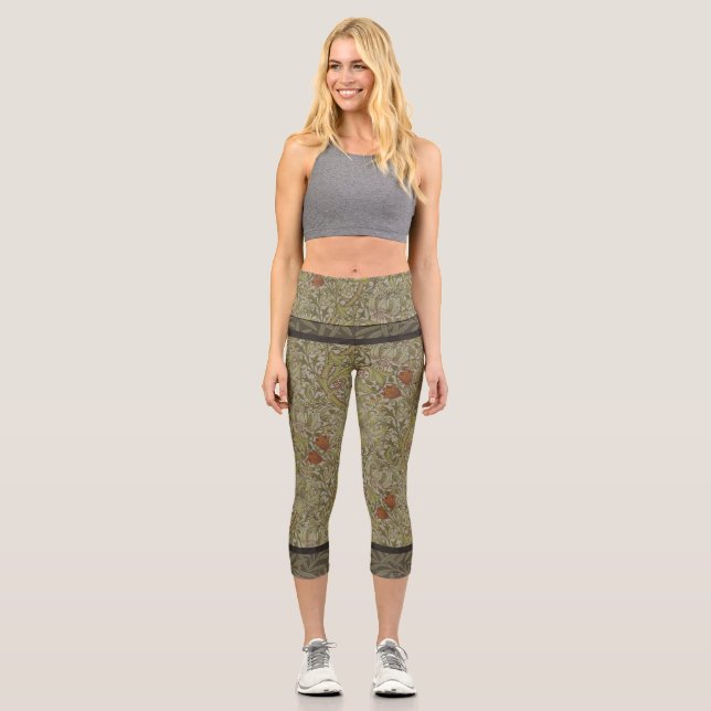 Leggings Capri William Morris Floral lily sauce diseño de impresi (Anverso)