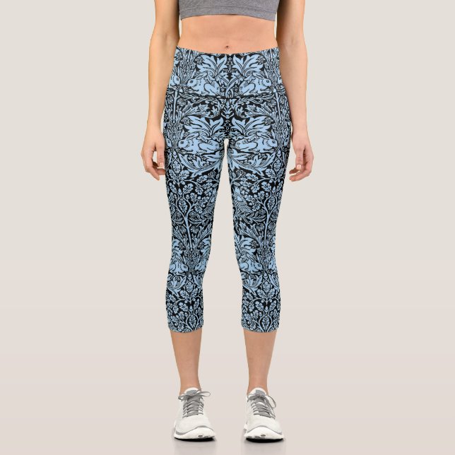 Leggings Capri William Morris Hermano Conejo Azul Claro Negro (Anverso)