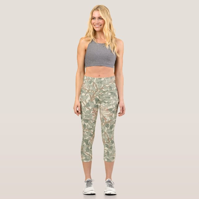 Leggings Capri William Morris Honeysuckle Green Floral (Anverso)