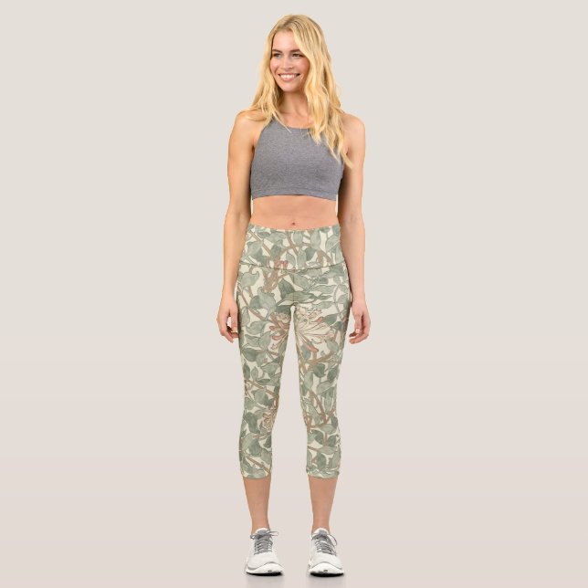 Leggings Capri William Morris Honeysuckle Green Floral (Anverso)