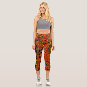 Leggings Capri William Morris India Red Floral