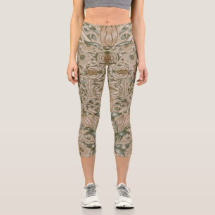Leggings Capri William Morris Lily y el patrón de flores de grana