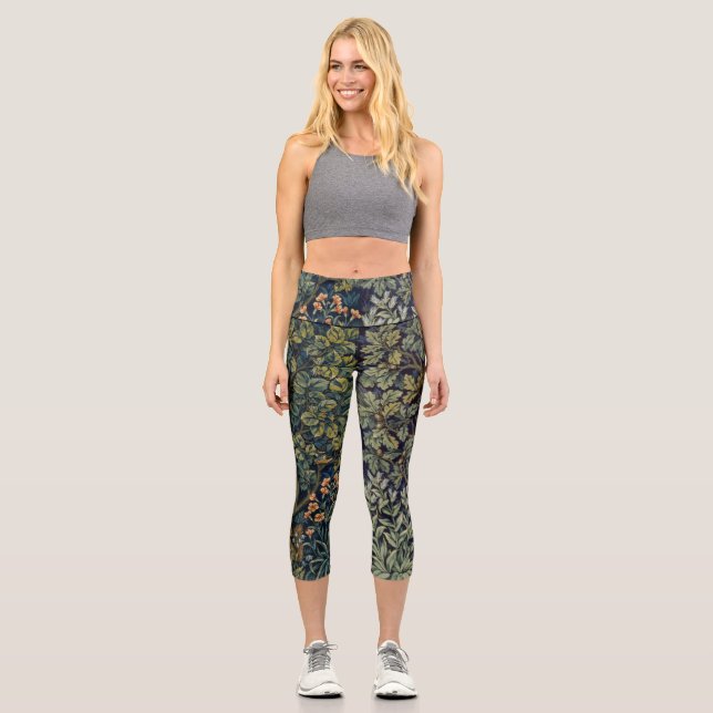 Leggings Capri William Morris Pheasant Bird Tree Woodland (Anverso)