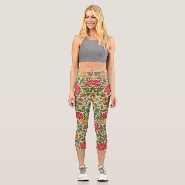 Leggings Capri William Morris Rosa Floral Chintz Pink (Anverso)