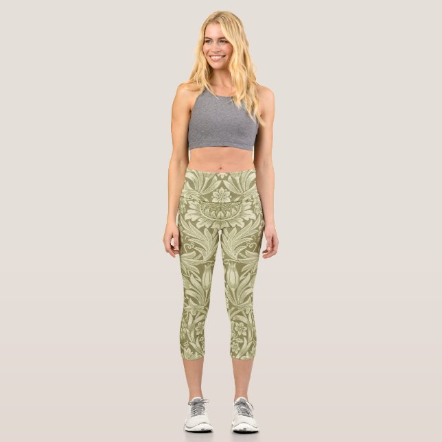 Leggings Capri William Morris Sunflower Green Flower (Anverso)