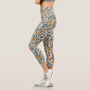 Leggings Capri William Morris Vintage Fruta Granada Blanco