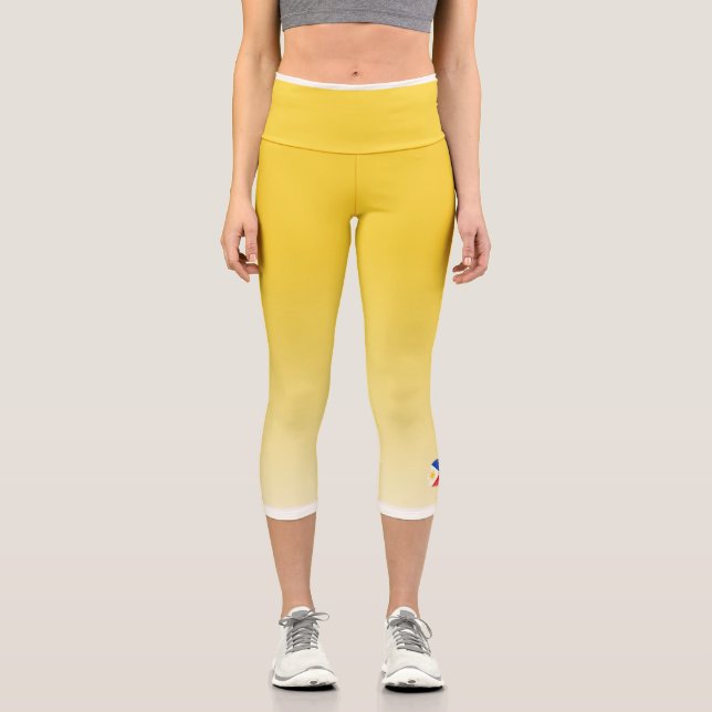 Leggings Capri Yellow Color Gradient with Philippines Flag (Anverso)
