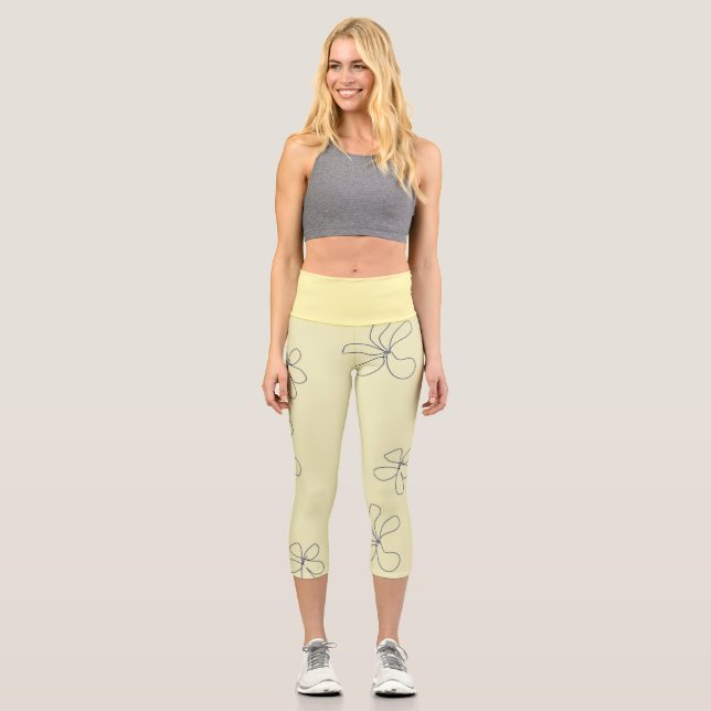 Leggings Capri yellow flower capri (Anverso)
