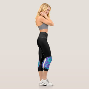 Leggings Capri Yin Yang Azul y Púrpura