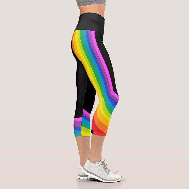 Leggings Capri Yoga arco iris pina capri negro con curva arco iri (Derecha)