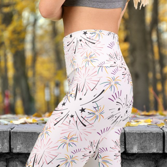 Leggings Capri Yoga del patrón de Starburst blanco delicioso (Starburst on White)