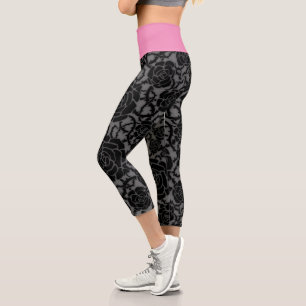 Leggings Capri Yoga Negro Y Rosa   Zazzle_Growshop.