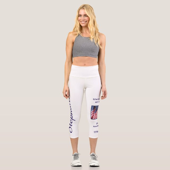 Leggings Capri Yoga personalizado del 250º aniversario de los Est (Anverso)